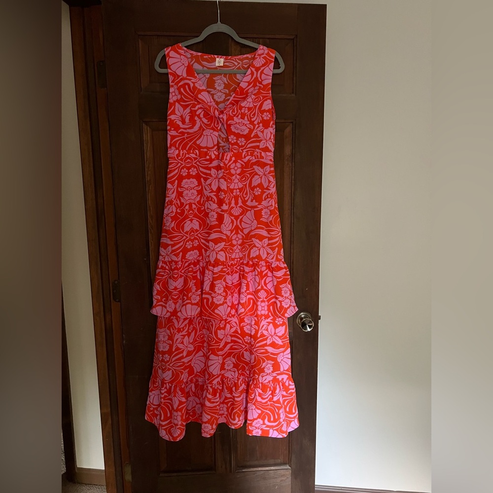 NWOT Vibrant Orange Floral Dress